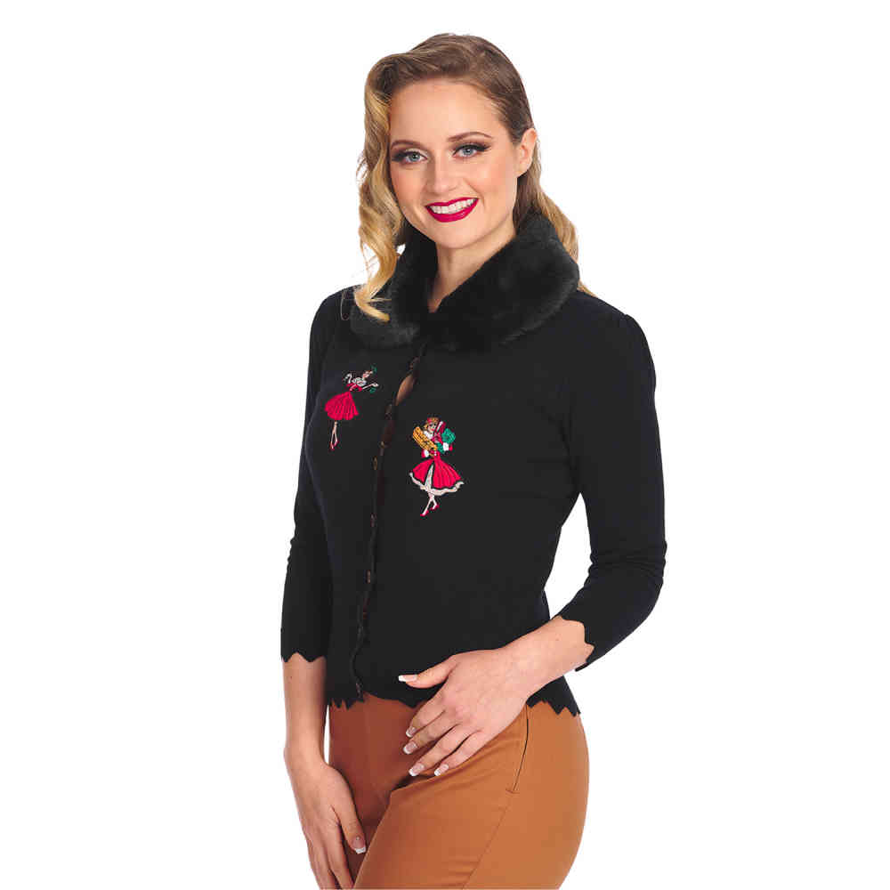 Banned - Vintage Christmas Holiday Cardigan - Zwart